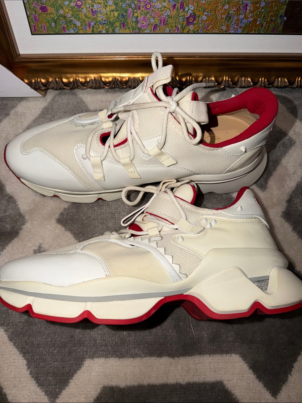 Christian Louboutin Red Runner Men’s Sz 12 Leather and scuba sneakers (Sz 45)